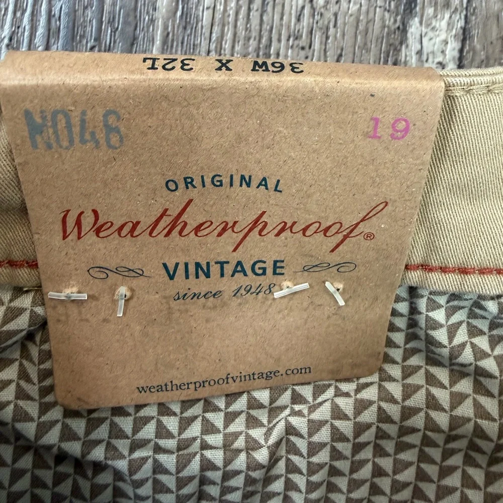 Weatherproof Men's 36 x 32 Khaki Chinos Slim Fit Stretch Twill NWT - Picture 6 of 8